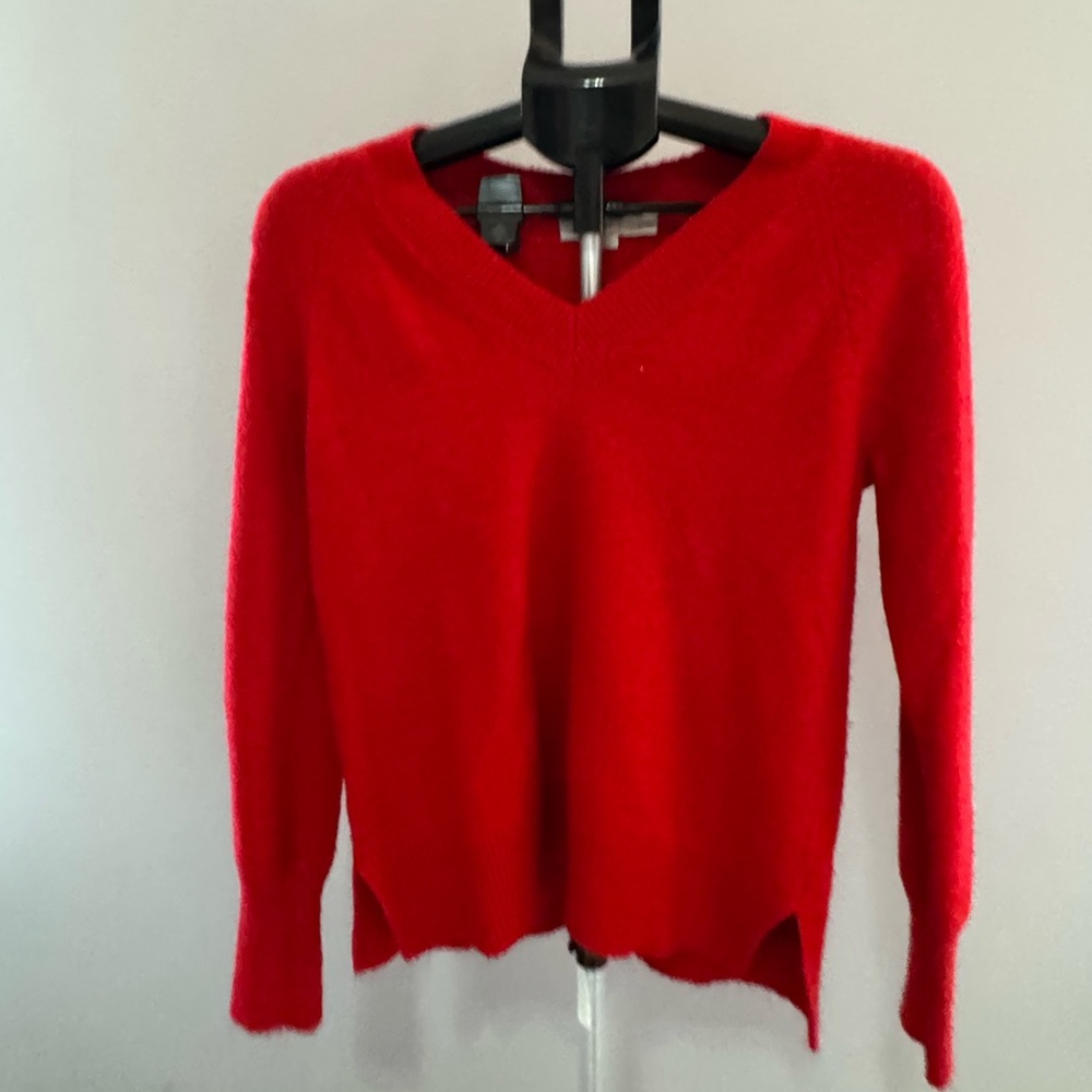 LOFT Red V-Neck Sweater Classic Knit